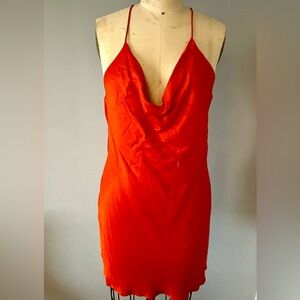 Zara - Pre-Owned satin effect dress with draping at front and back - Size M